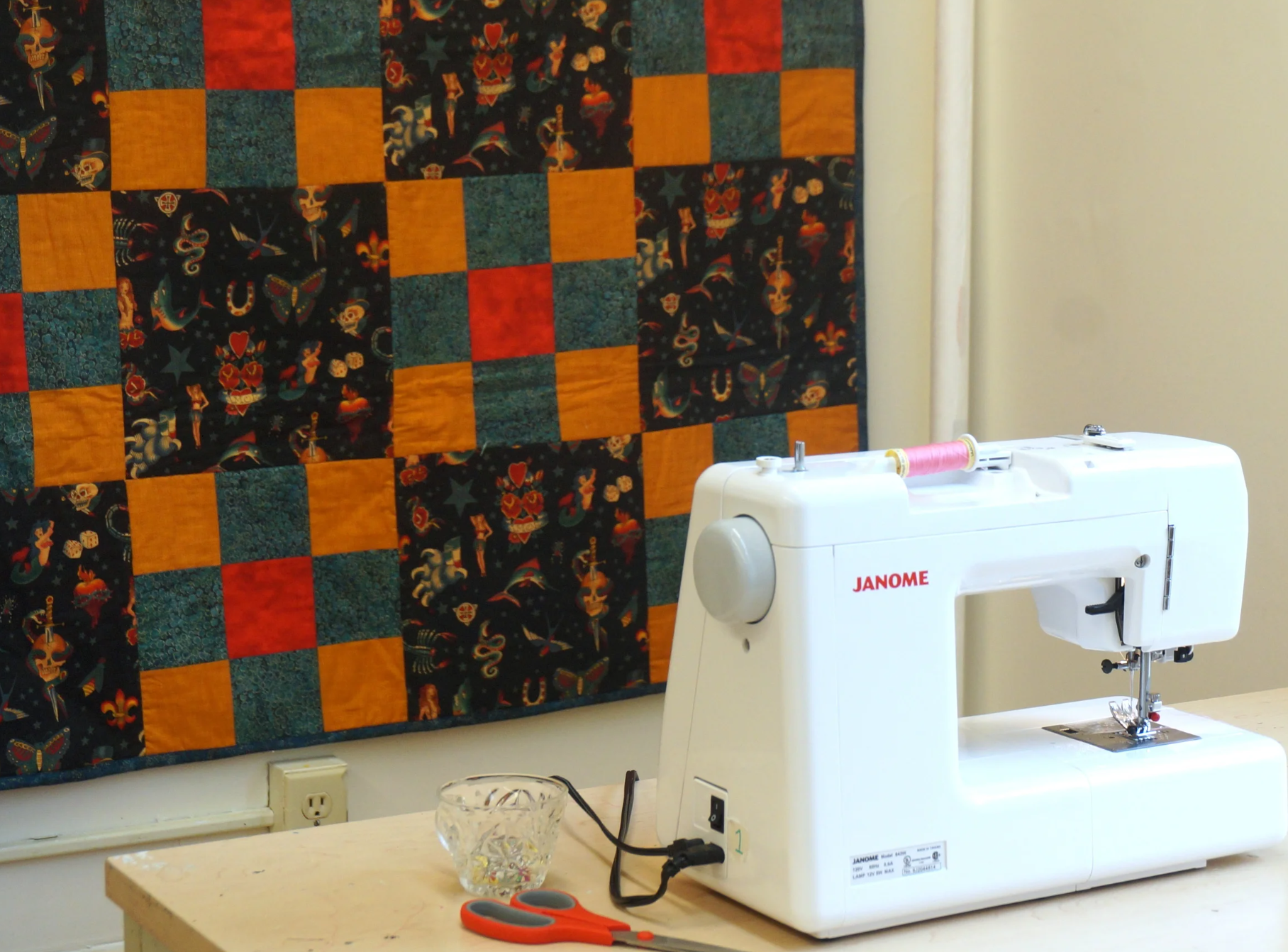 Instructor's sample quilt showing the finished 9-patch pattern